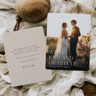 Carte De Remerciements Love & Gratitude Vertical Wedding Photo Flat