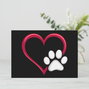 Carte De Remerciements Love Heart Chien Paw Valentine's Day Amoureux des