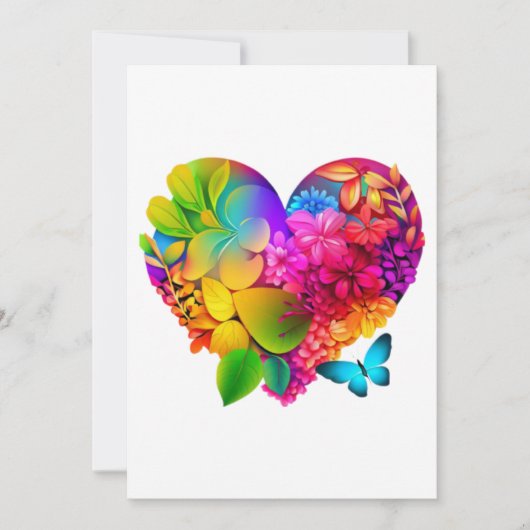 Carte De Remerciements Love Heart Floral Design (Devant)