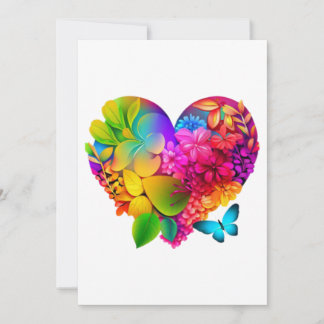 Carte De Remerciements Love Heart Floral Design