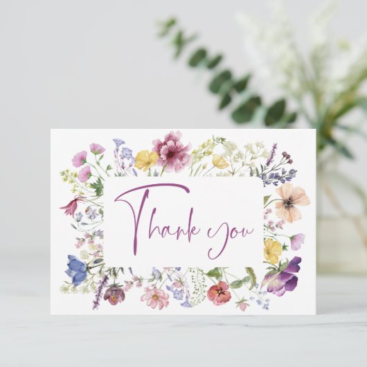 Carte De Remerciements Love is blooming boho fête de mariage champêtre (Debout devant)