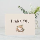 Carte De Remerciements Love is Brewing Boho Coffee Bridal Shower (Debout devant)