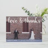 Carte De Remerciements Love & Thanks 2 Photo QR Code Mariage (Debout devant)