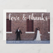 Carte De Remerciements Love & Thanks 2 Photo QR Code Mariage (Devant / Derrière)