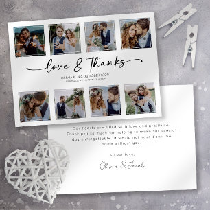 Carte De Remerciements Love & Thanks 8 Carré Photo Collage Mariage