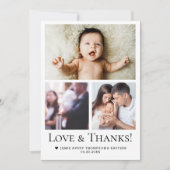 Carte De Remerciements Love & Thanks Baby Baptism Photo Collage Grid (Devant)