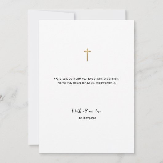 Carte De Remerciements Love & Thanks Baby Baptism Photo Collage Grid (Dos)