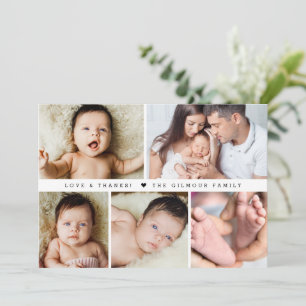 Carte De Remerciements Love & Thanks Baby shower Photo Collage Nouveau bé