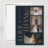 Carte De Remerciements Love & Thanks Classy Marine Rose Gold Mariage Phot (Devant / Derrière)