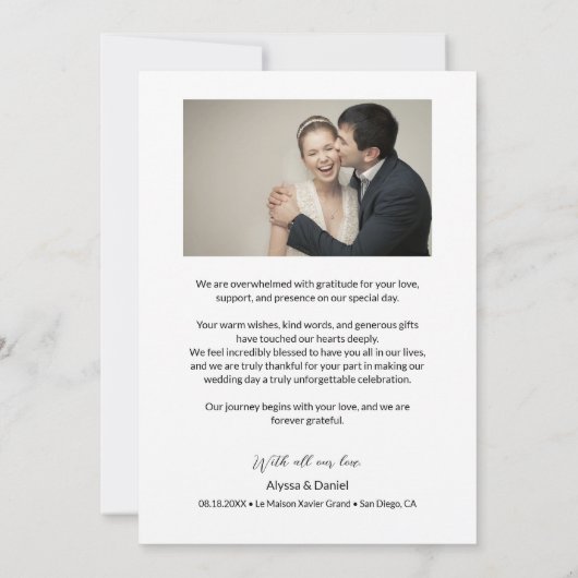 Carte De Remerciements Love & Thanks Heart Modern Mariage Photo Collage (Dos)