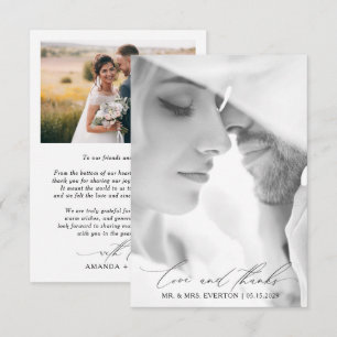 Carte De Remerciements Love & Thanks Modern Calligraphy Mariage photo