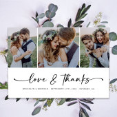 Carte De Remerciements Love & Thanks Modern Four Photo Mariage