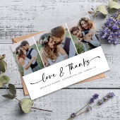 Carte De Remerciements Love & Thanks Modern Four Photo Mariage