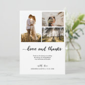 Carte De Remerciements Love & Thanks Script Mariage Couple Photo Collage (Debout devant)