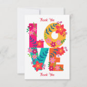 Carte De Remerciements LOVE typographie clipart, design floral (Devant)