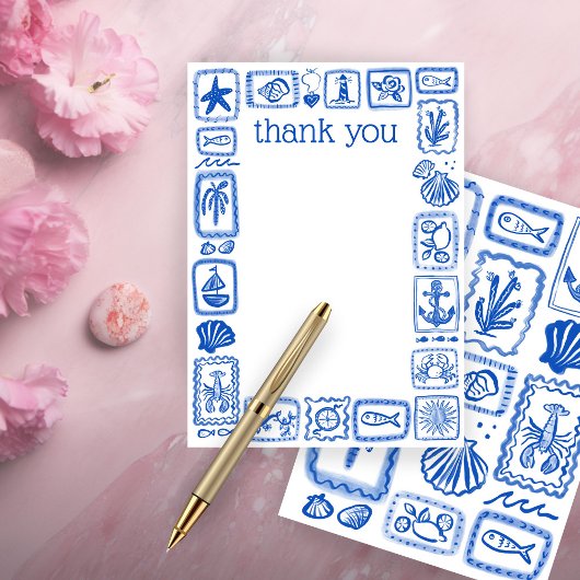 Carte De Remerciements LoveNotes de la Mer Cérémonie de Mariage Moderne e