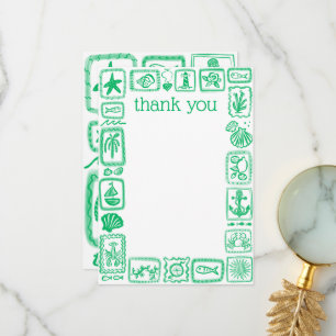 Carte De Remerciements LoveNotes de la Mer Mariage Moderne et Mignon Cade