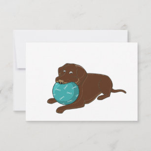 Carte De Remerciements LR chocolate lab mâcher boule dessin animé