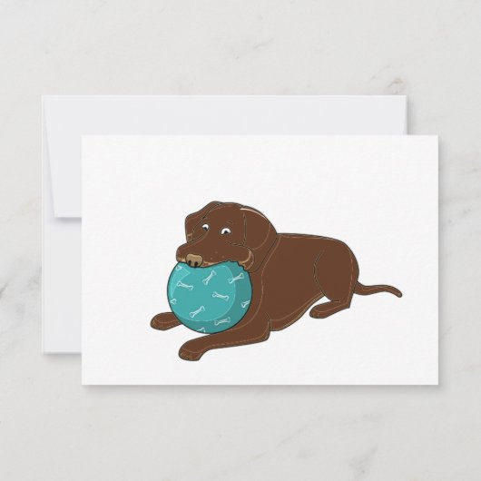 Carte De Remerciements LR chocolate lab mâcher boule dessin animé (Dos)