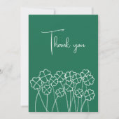 Carte De Remerciements Lucky Clover Emerald Green Chic Mariage photo (Devant)