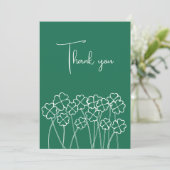 Carte De Remerciements Lucky Clover Emerald Green Chic Mariage photo (Debout devant)