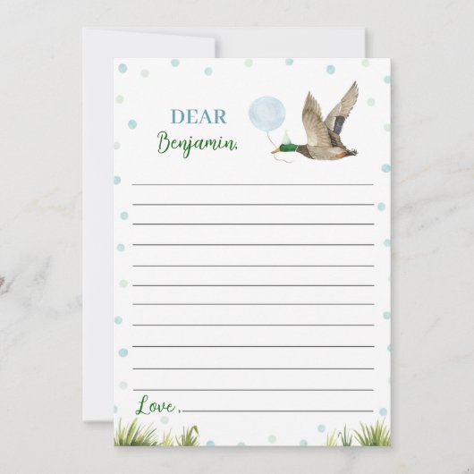 Carte De Remerciements Lucky Duck Boy Time Capsule Note Message Card (Devant)