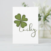 Carte De Remerciements Lucky Four Leaf Clover (Debout devant)