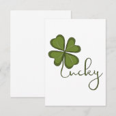 Carte De Remerciements Lucky Four Leaf Clover (Devant / Derrière)