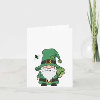 Carte De Remerciements Lucky Gnome with Clover