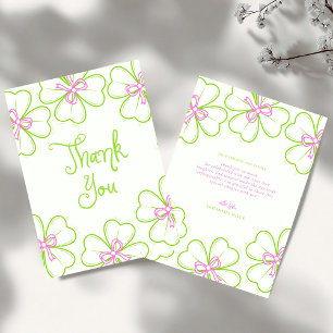 Carte De Remerciements Lucky in Love Baby Shower Rose Vert Trèfle