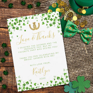 Carte De Remerciements Lucky In Love Fête des mariées de la Saint Patrick