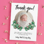 Carte De Remerciements Lucky Rose Clovers Photo Girl Baby shower<br><div class="desc">Un baby shower de fille à thème à quatre feuilles roses et personnalisé avec une photo de votre nouvelle-fille pour remercier les invités qui sont venus à votre baby shower de charme avec la photo de votre bébé encadrée par des illustrations dessinées à la main de quatre trèfles de feuilles...</div>