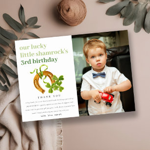 Carte De Remerciements Lucky Shamrock St Patrick Day Enfants Photo Annive