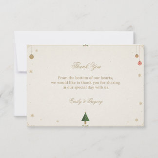 Carte De Remerciements Lueur hivernale festive dorée minimaliste