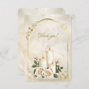 Carte De Remerciements Lumière aux chandelles or et blanc