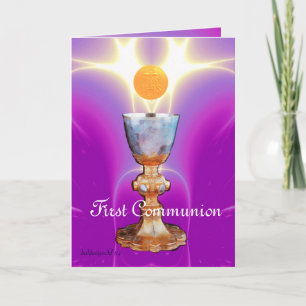 Carte De Remerciements LUMIÈRE SPIRITUELLE 1ère Communion sainte / Christ