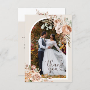 Carte De Remerciements Lumière Terre Tone Rustique Boho Mariage Floral