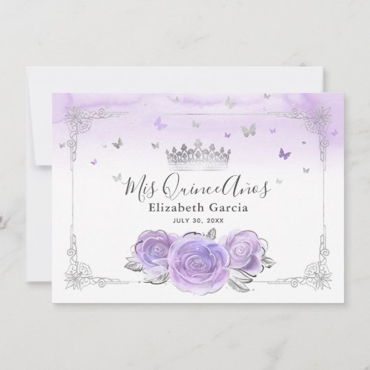 Carte De Remerciements Lumière violet et argent Quinceañera Photo Anniver (Dos)