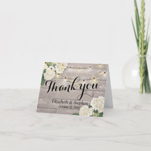 Carte De Remerciements Lumières de Chaîne Florales en Bois Rustique de Re
