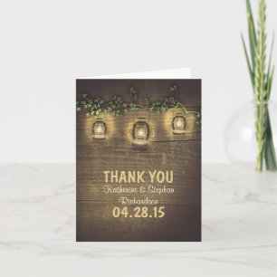 Carte De Remerciements lumières de lanterne de campagne rustique mariage