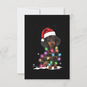 Carte De Remerciements Lumières De Noël Dachshund Avec Neige