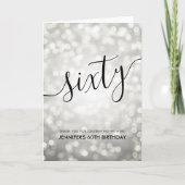 Carte De Remerciements Lumières de Parties scintillant en argent 60e anni (Devant)