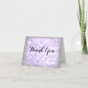 Carte De Remerciements Lumières de Parties scintillant violet Argent Faux