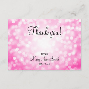 Carte De Remerciements Lumières de parties scintillantes de rose de baby