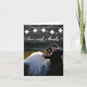 Carte De Remerciements Lumières Fleur de Lis Photo Heart Love