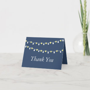 Carte De Remerciements Lumières Modernes à Fil, Mariage Jaune et Blanc