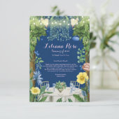 Carte De Remerciements Lumières scintillantes Jardin floral bleu Shower d (Debout devant)