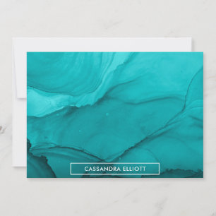 Carte De Remerciements Lumineux Turquoise Encre d'alcool Liquide Abstrait