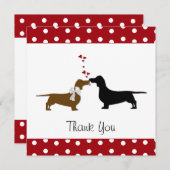 Carte de remerciements lunatique de teckels (Devant / Derrière)