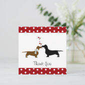 Carte de remerciements lunatique de teckels (Debout devant)